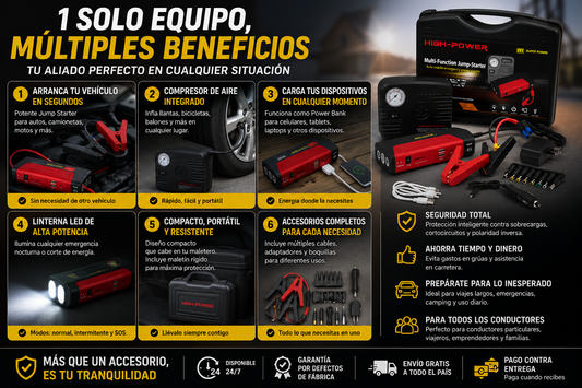 JUMPER DE BATERÍA Y COMPRESOR